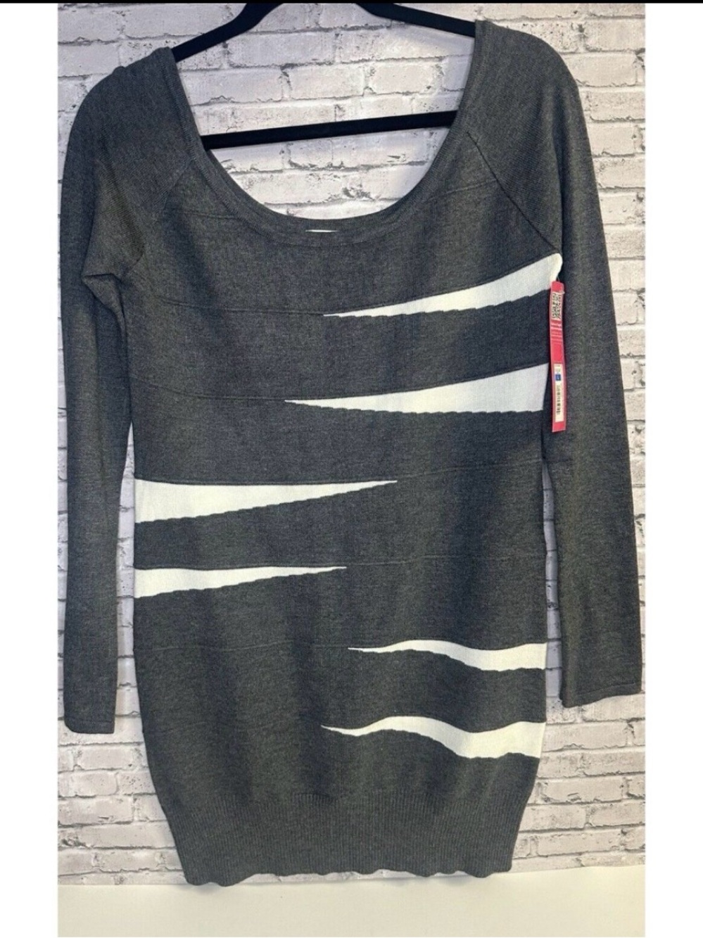 Scoop Neck/Off shoulder Gray Sweater dress Body Con